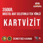 350GR Kuşe Mat Selefonlu Tek Yönlü Kabartma/Laklı Kartvizit