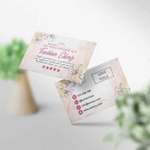 Teşekkür Kartı Baskı Çiçek Temalı No:4