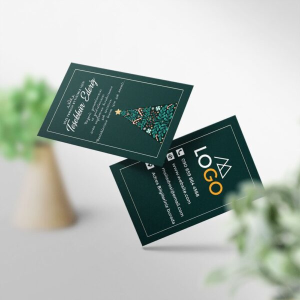 Teşekkür Kartı 1000 Adet Baskı Kış / Yeni Yıl Temalı