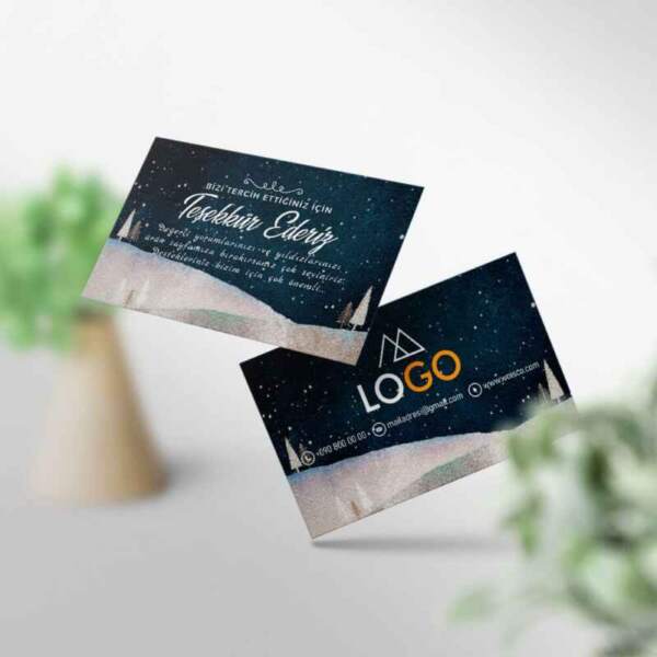 Teşekkür Kartı 1000 Adet Baskı Kış Temalı