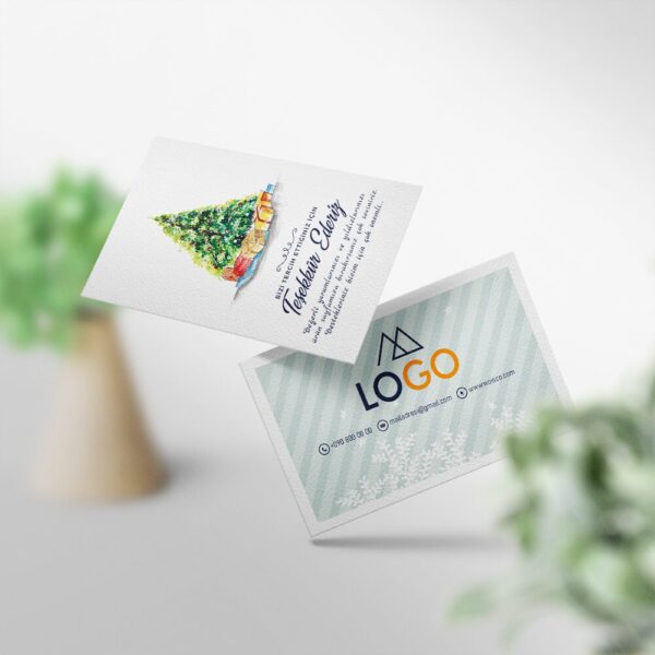 Teşekkür Kartı 1000 Adet Baskı Kış / Yeni Yıl Temalı