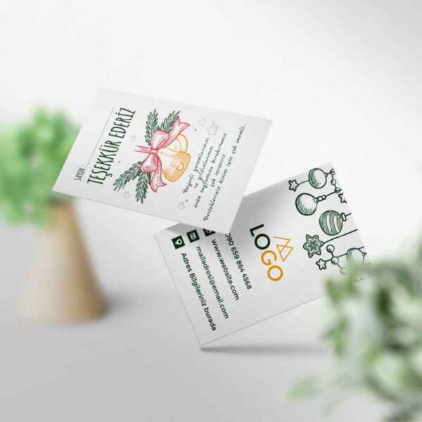 Teşekkür Kartı 1000 Adet Baskı Yeni Yıl Temalı