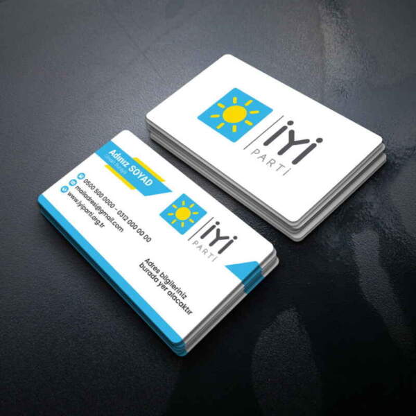 İyi Parti 700gr Çift Yönlü Oval Kesim Sıvama Kartvizit Baskı (M012)