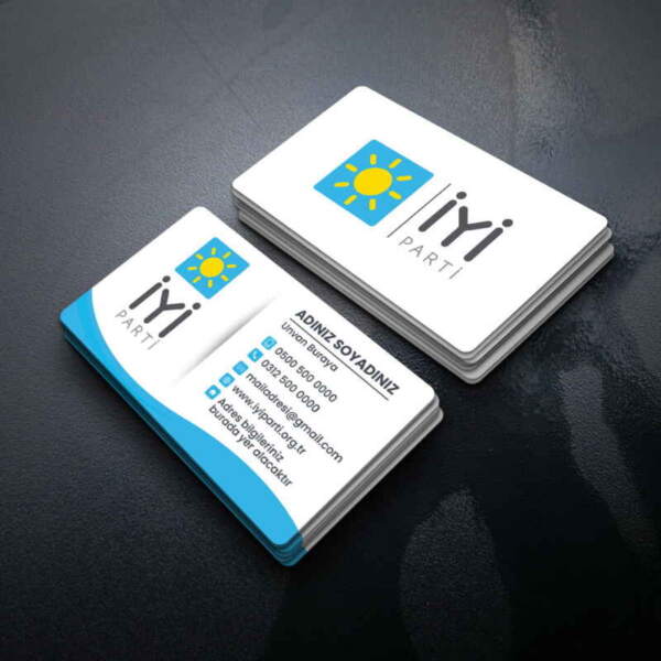 İyi Parti 700gr Çift Yönlü Oval Kesim Sıvama Kartvizit Baskı (M013)