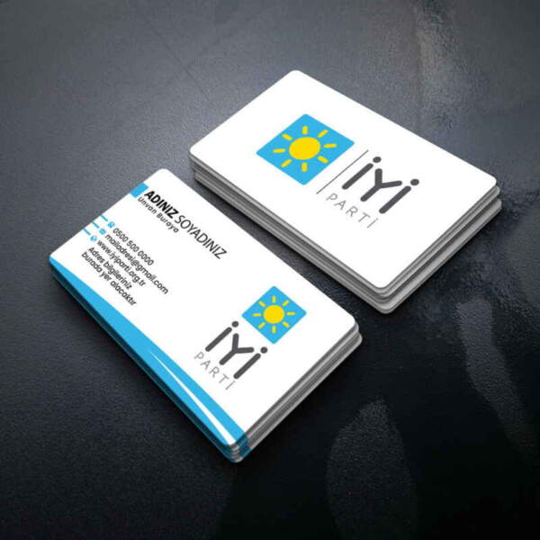 İyi Parti 700gr Çift Yönlü Oval Kesim Sıvama Kartvizit Baskı (M019)