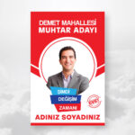 Muhtar Adayı Yapışkanlı El İlanı | Yapışkanlı Broşür - Sticker (MU-003)