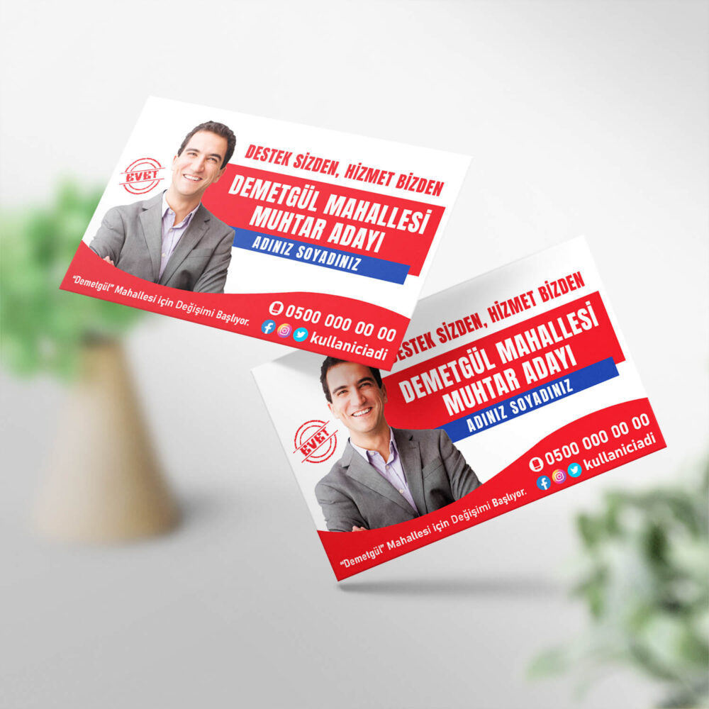 Muhtar Adayı Kartvizit Baskı 1000 Adet (MU005)