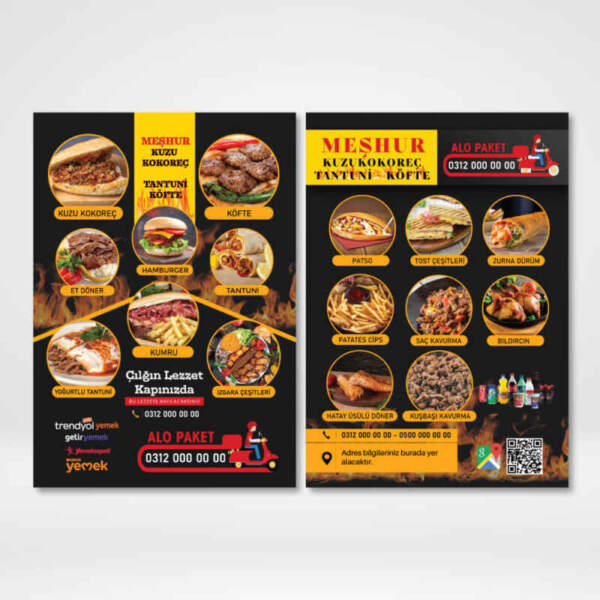 Restaurant Broşür - El İlanı Baskı (Model: RB001)