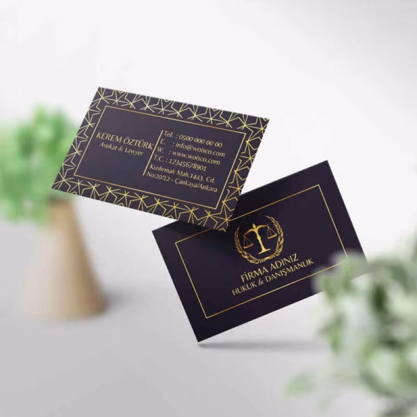 Lüks Altın Desenli Avukat Kartvizit Baskı (M: T3276) 1000 Adet Kartvizit Bastırma
