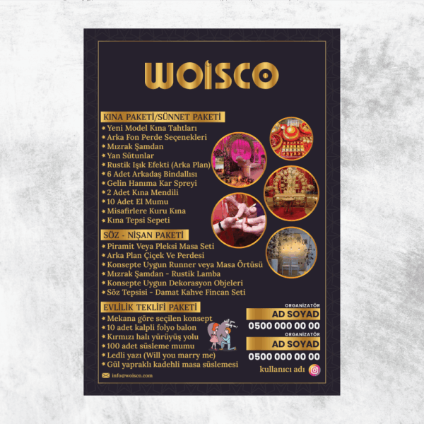 YüDüğün-Söz-Kına-Nişan Organizasyonu Broşür - El İlanı Baskı (Md: TB040)
