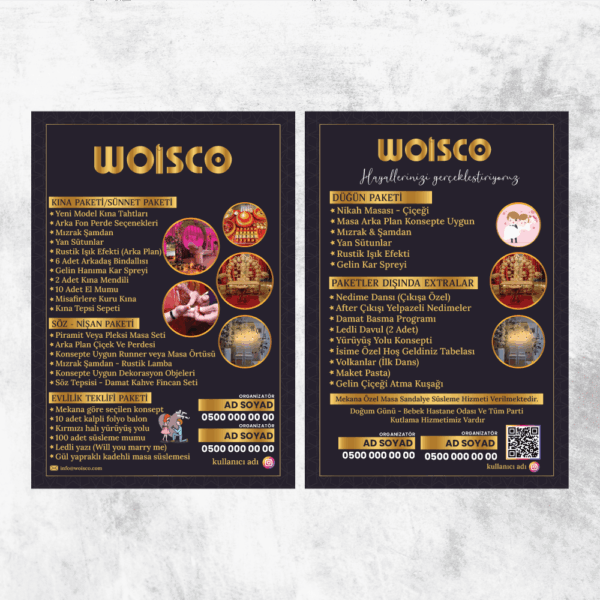 Düğün-Söz-Kına-Nişan Organizasyonu Broşür - El İlanı Baskı (Md: TB040)