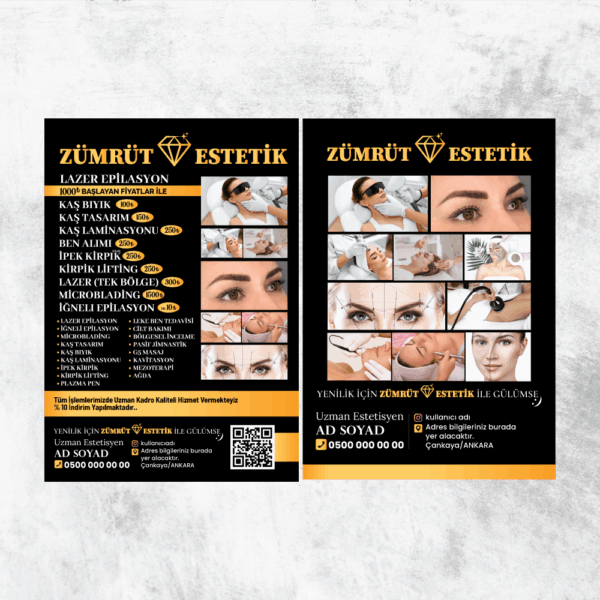 Güzellik - Estetik - Kuaför Broşür - El İlanı Baskı (Md: TB033)