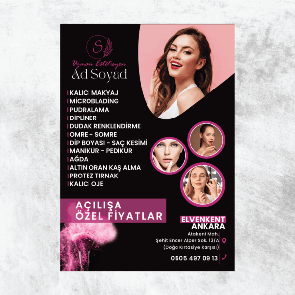 Güzellik - Estetik - Kuaför Broşür - El İlanı Baskı (Md: TB034)