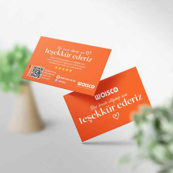 Turuncu Teşekkür Kartı 1000 Adet Baskı (Md: KJ086)