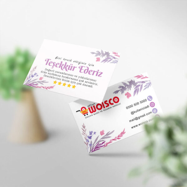 Teşekkür Kartı 1000 Adet Baskı (Model KJ071)