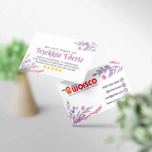 Teşekkür Kartı 1000 Adet Baskı (Model KJ071)