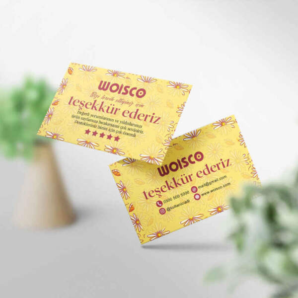 Teşekkür Kartı Tek veya Çift Yönlü Baskı (Md: KJ092)