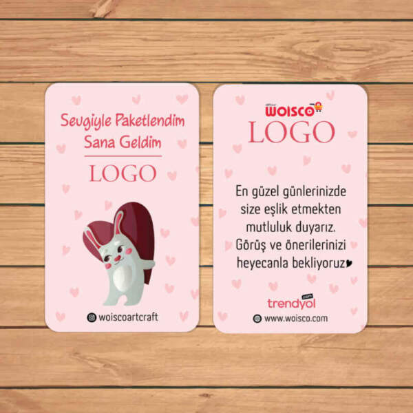 Pembe Teşekkür Kartı Baskı (Md: KJ0949)