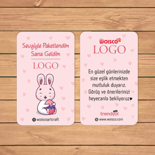 Pembe Teşekkür Kartı Baskı (Md: KJ0949)