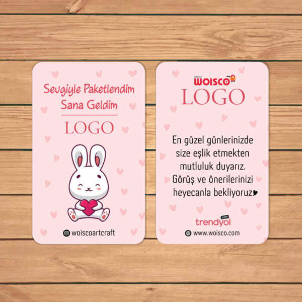 Pembe Teşekkür Kartı Baskı (Md: KJ0949)