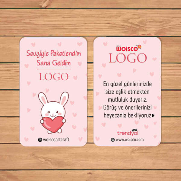 Pembe Teşekkür Kartı Baskı (Md: KJ0949)