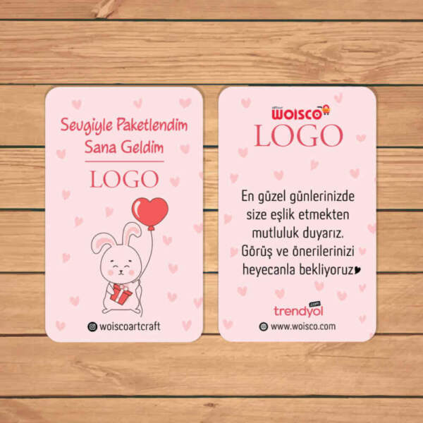 Pembe Teşekkür Kartı Baskı (Md: KJ0949)