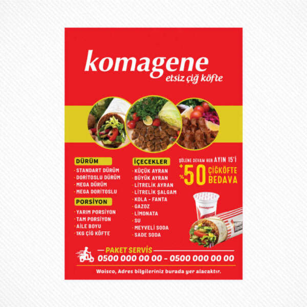 Komagene Çiğ Köfte Broşür - El İlanı Baskı (K01257) Baskı Online Sipariş
