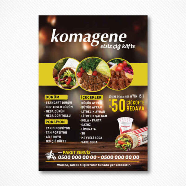 Komagene Çiğ Köfte Broşür - El İlanı Baskı (K01258) Baskı Online Sipariş
