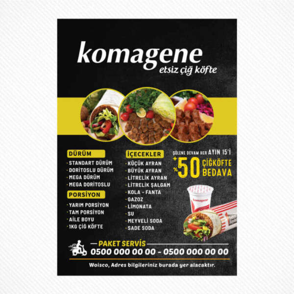 Komagene Çiğ Köfte Broşür - El İlanı Baskı (K01256) Baskı Online Sipariş