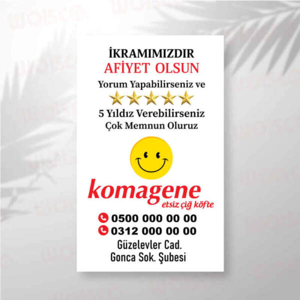 Komagene Etiket Baskı(Sticker) Afiyet Olsun Etiketi