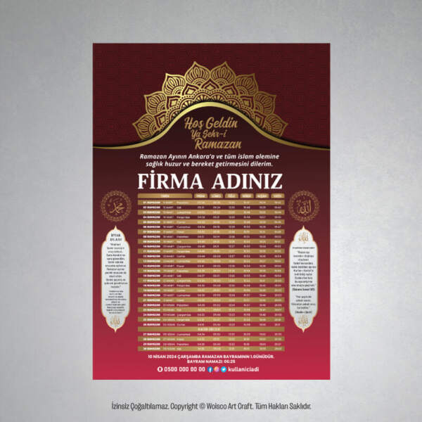 İmsakiye Baskı (Mdl: J0262)