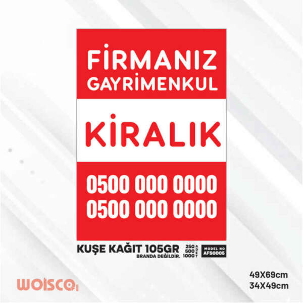 Gayrimenkul Emlak Afiş/Poster Baskı AFS0005