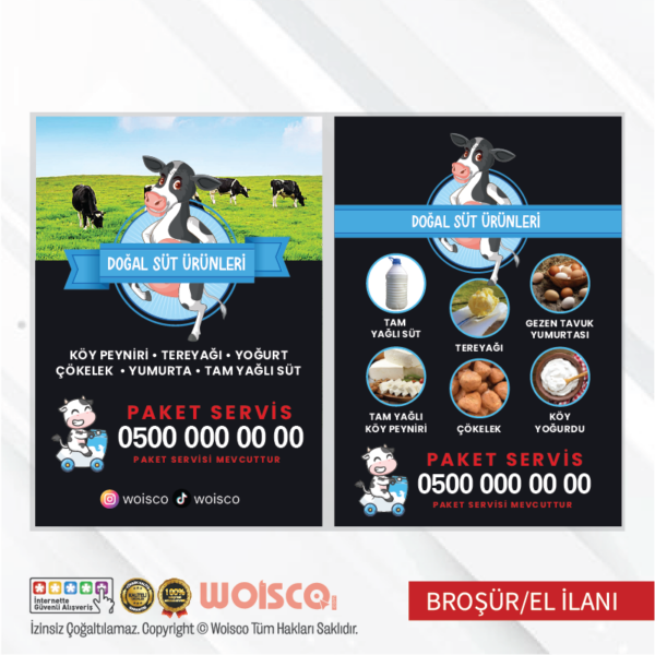 Doğal Süt Ürünler Broşür El İlanı (MD:B0729)