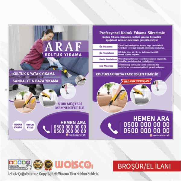 Koltuk Yıkama Broşür El İlanı Baskı Baskı / Bastırma