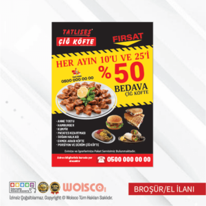 Tatlıses Çiğköfte Broşür El İlanı (MD:B0705)