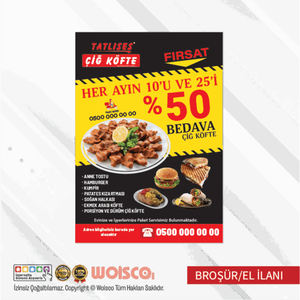 Tatlıses Çiğköfte Broşür El İlanı (MD:B0705)