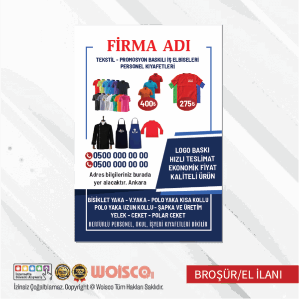 Tekstil Broşür El İlanı (MD:B0706)