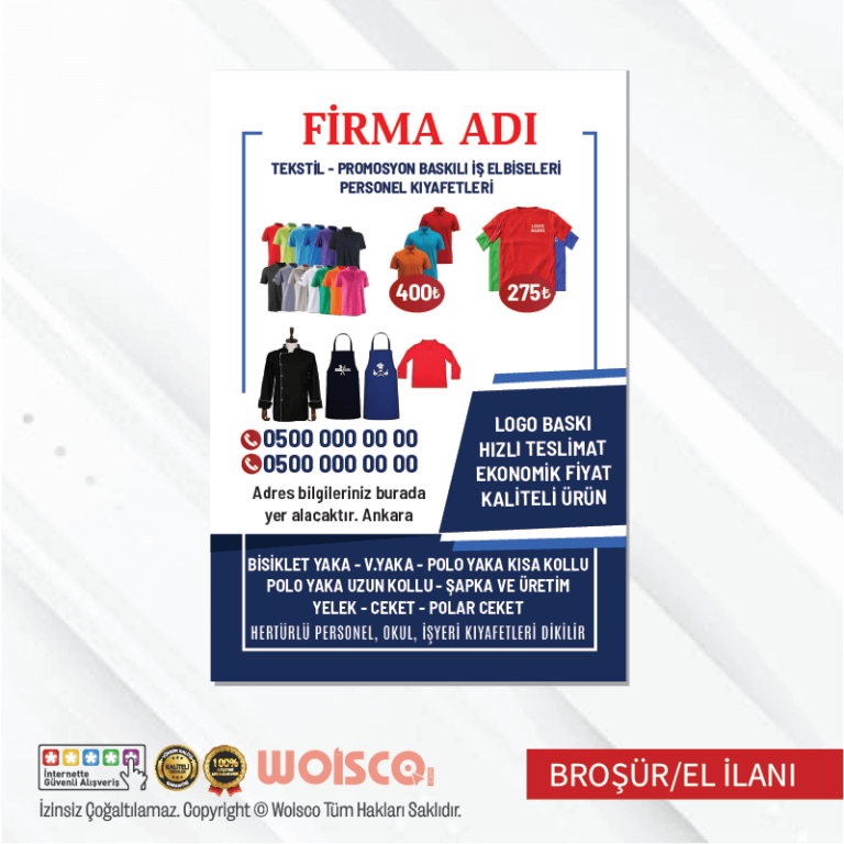 Tekstil Broşür El İlanı (MD:B0706)