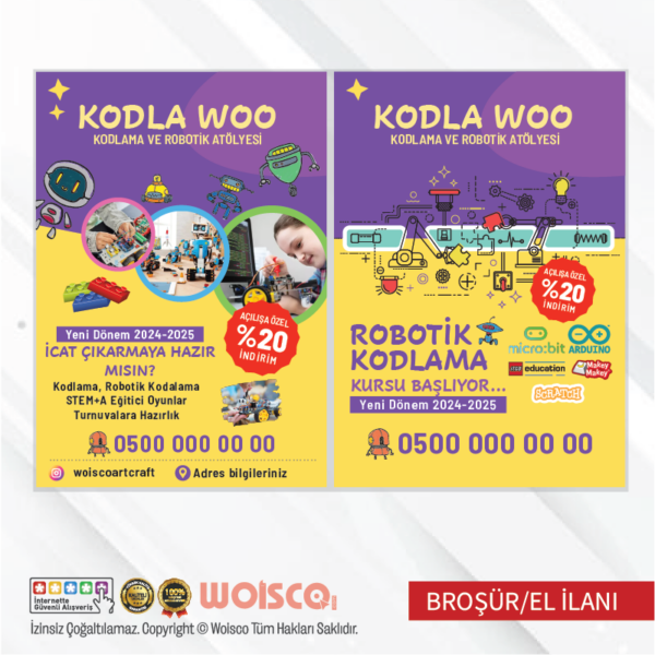 Robotik Kodlama Broşür El İlanı Baskı (MD:B0727) 1000 Adet Bastırma