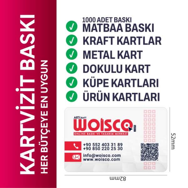 1000 Adet Kartvizit, Kraft kartvizit, Metal Kartvizit, Dokulu Kartvizit