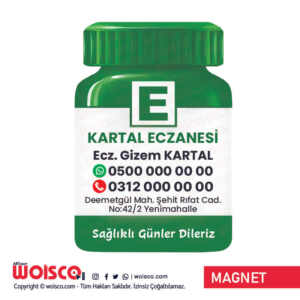 Şişe Eczane Magnet Baskı (Yeşil) (Md:4034)