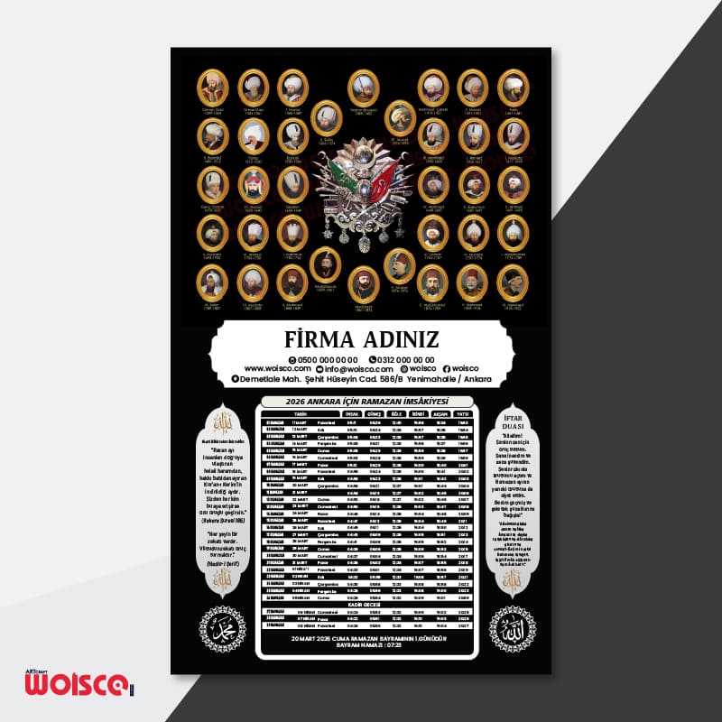 İmsakiye Baskı - Osmanlı İmsakiye Baskı - Ramazan İmsakiyesi Osmanlı