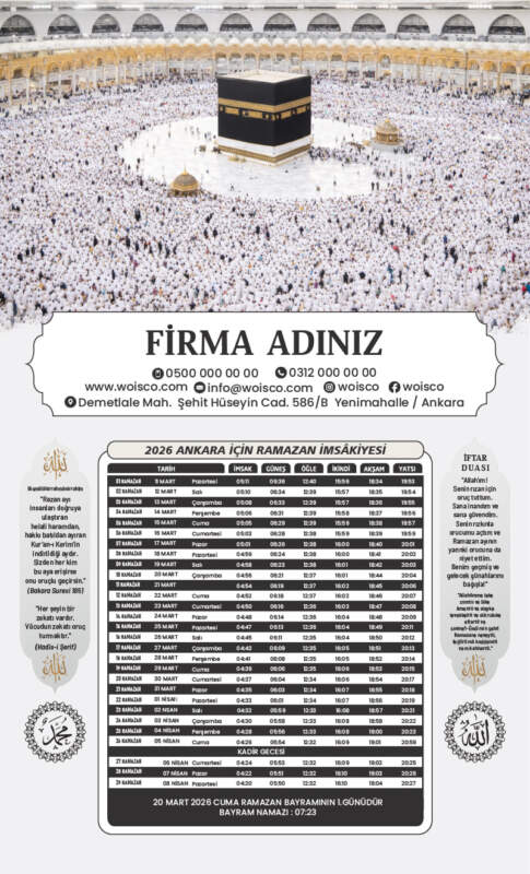 İmsakiye Baskı – KABE İmsakiye Baskı - Ramazan İmsakiyesi KABE