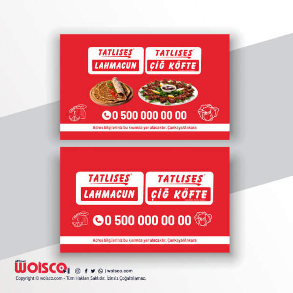 Tatlıses Çiğ Köfte Kartvizit Baskı T01002