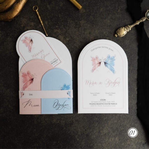 Düğün Davetiye Oval Boho 2739