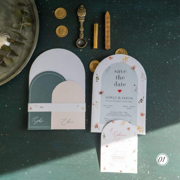 Düğün Davetiye Oval Boho 2740