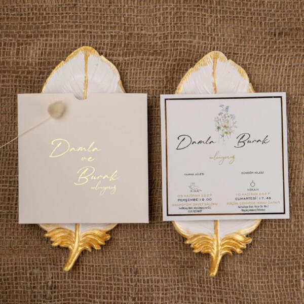 Yaldızlı Davetiye Düğün Davetiye 2878
