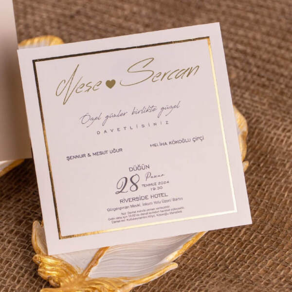 Yaldızlı Davetiye Düğün Davetiye 2877