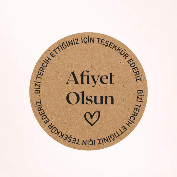 Afiyet Olsun Kraft Sticker / Etiket Baskı M4