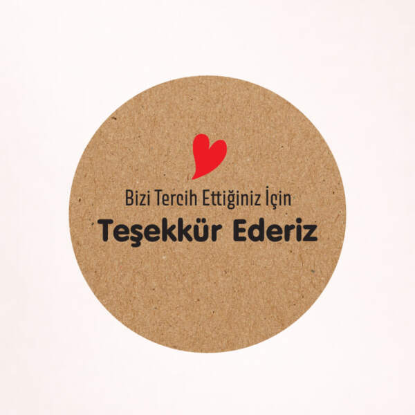 Teşekkür Kraft Sticker / Etiket Baskı M7